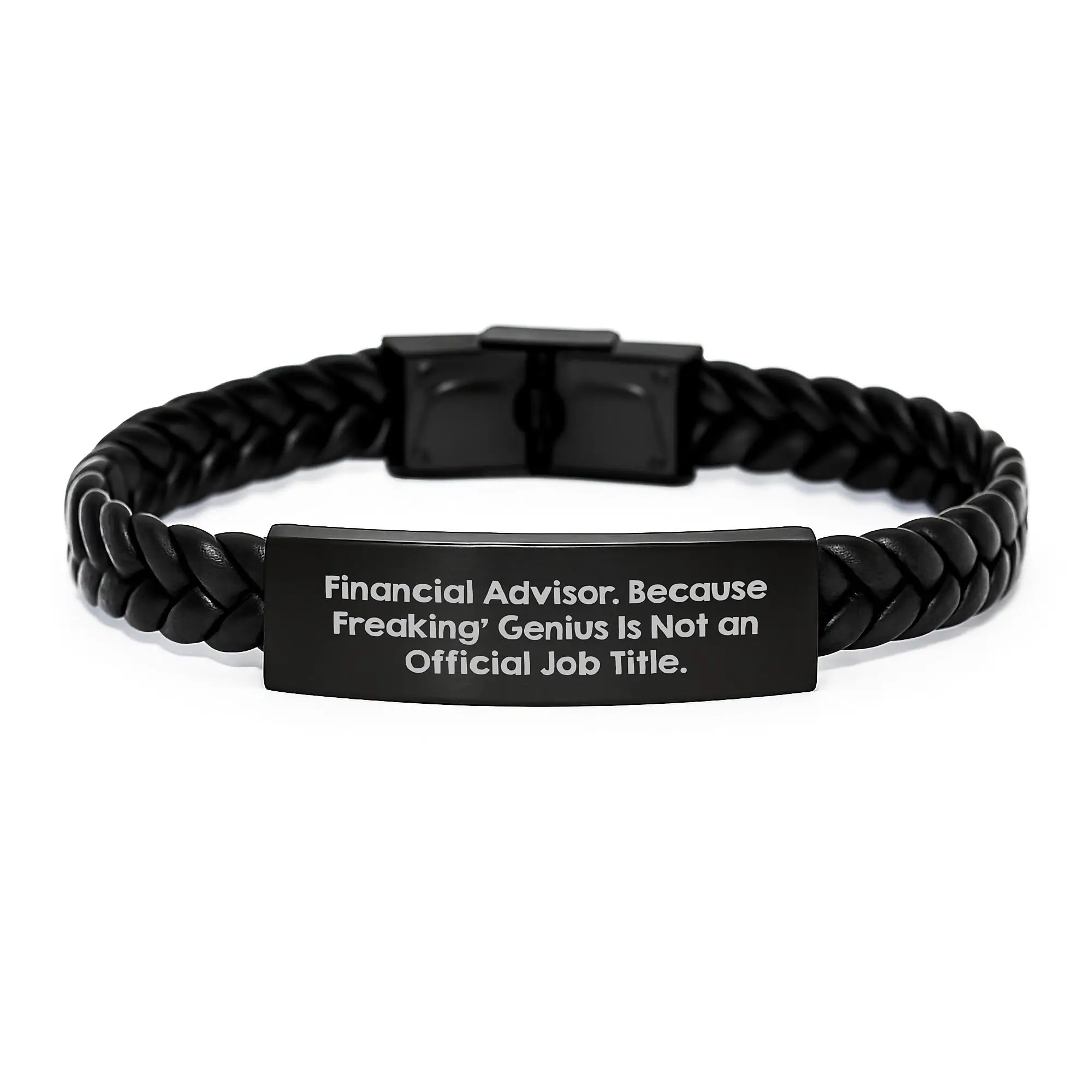 Financial Advisor Keepsake Leather Bracelet for Him Birthday Gift - Image 1