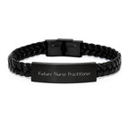 Funny Inspirational Quotes for Future Nurse Practitioner Interlaced Leather Bracelet Gifts from Friends, Gifts for Nurse Practitioner Birthday Unique Presents