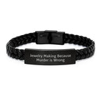 Jewelry Making Gifts for Men Women Funny Interlaced Leather Bracelet Stainless Steel PU Leather