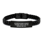 Funny Interior Designer Gifts from Men to Women - 'Interior Designer. Because Freaking' genius Is Not An Official Job Title.' Interlaced Leather Bracelet for Mother's Day Unique Gifts - Image 1