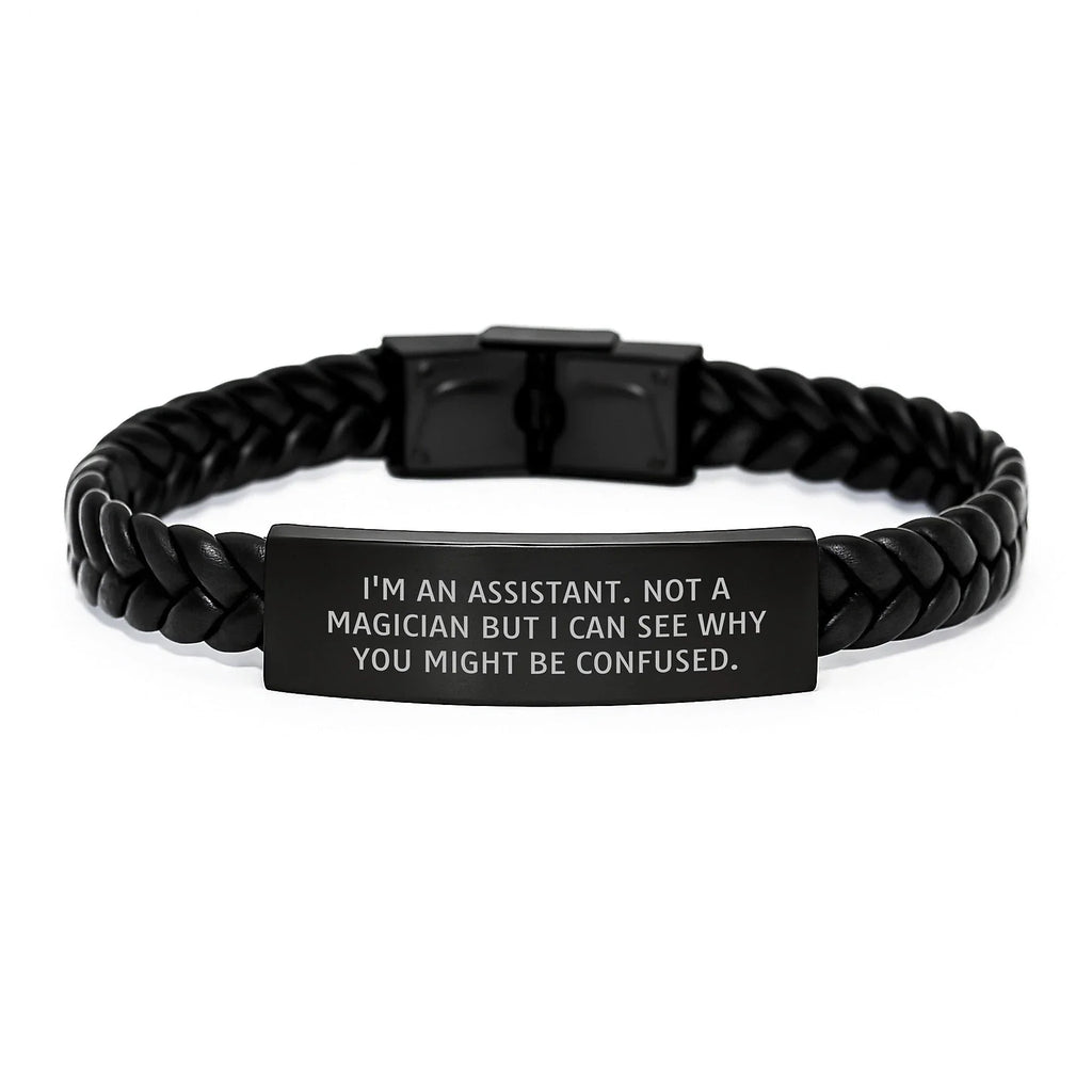 Funny Assistant Gifts for Him - Christmas Unique Interlaced Leather Bracelet, Gifts from Men to Friends, Assistant Enthusiast
