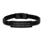 Massage Therapist Gifts from World's Best Dad - Funny Interlaced Leather Bracelet for Birthday, Gifts for Massage Therapist, Men, or Women