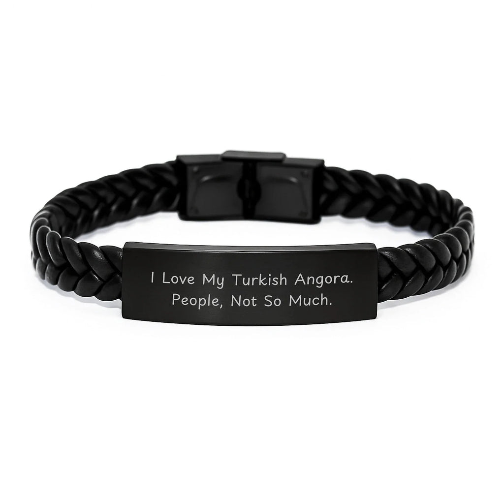 Turkish Angora Cat Lovers Gifts from Friends for Unique Interlaced Leather Bracelte Funny Quote, Inspirational Cat Lover Graduation Gifts, Stainless Steel PU Leather 7.87in