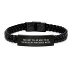 Funny Portuguese Water Dog You Can't Tell Me What To Do. You're Not My Portuguese Water Interlaced Leather Bracelet
