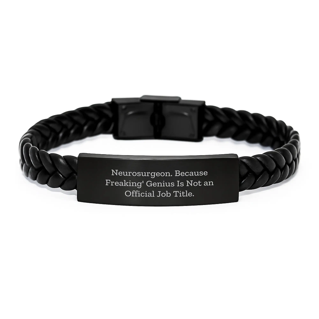Funny Neurosurgeon Gifts for Him, Interlaced Leather Bracelet with Durable Stainless Steel, Perfect Birthday Unique Gifts from Friends to Neurosurgeon Men - Image 1