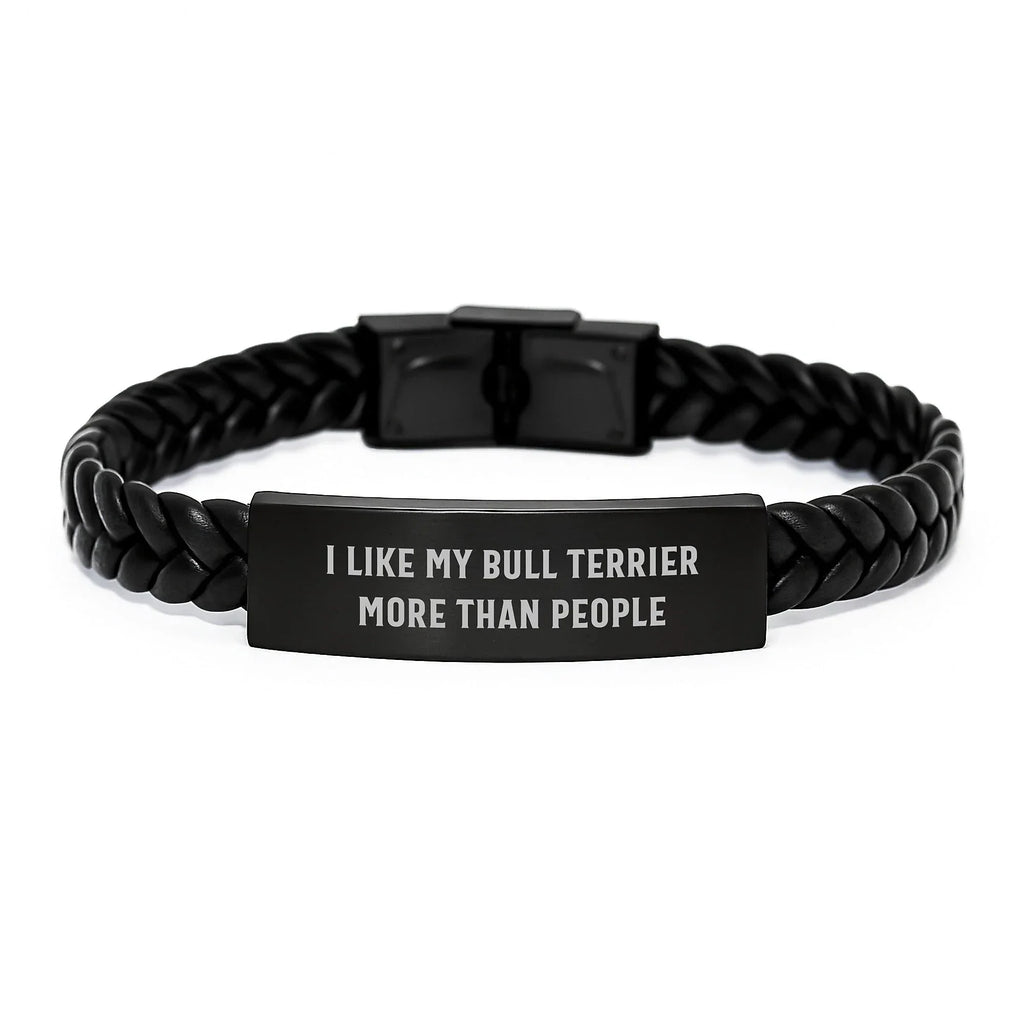Funny Bull Terrier Dog Lover Gifts from Men to Women Valentine's Unique Interlaced Leather Bracelets