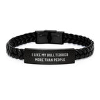 Funny Bull Terrier Dog Lover Gifts from Men to Women Valentine's Unique Interlaced Leather Bracelets