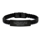 Cairn Terrier Dog Lover Interlaced Leather Bracelet Gifts from Friends for Birthday - Image 1