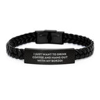 Borzoi Dog Lover's Gift - Funny Quote Interlaced Leather Bracelet - Gifts for Him/Her from Friends/Coworkers/Family for Valentine's