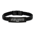 Cane Corso Dog Interlaced Leather Bracelet - I Just Want To Drink Coffee And Hang Out