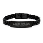 Funny Cavalier King Charles Spaniel Dog Gifts for Men from Women, Interlaced Leather Bracelet for Valentine's