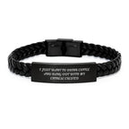 Funny Chinese Crested Dog Bracelet - 'I Just Want To Drink Coffee And Hang Out