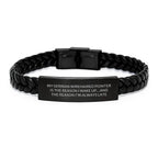 Funny German Wirehaired Pointer Dog - Interlaced Leather Bracelet from Friends, German Wirehaired Pointer Dog Lover's Birthday Gifts
