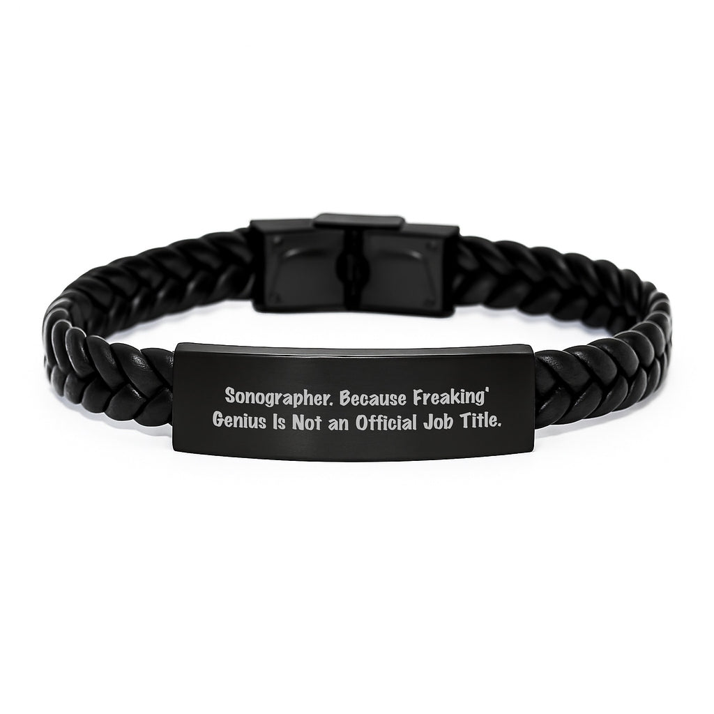 Sonographer Gift for Him - Interlaced Leather Bracelet Keepsake - Image 1