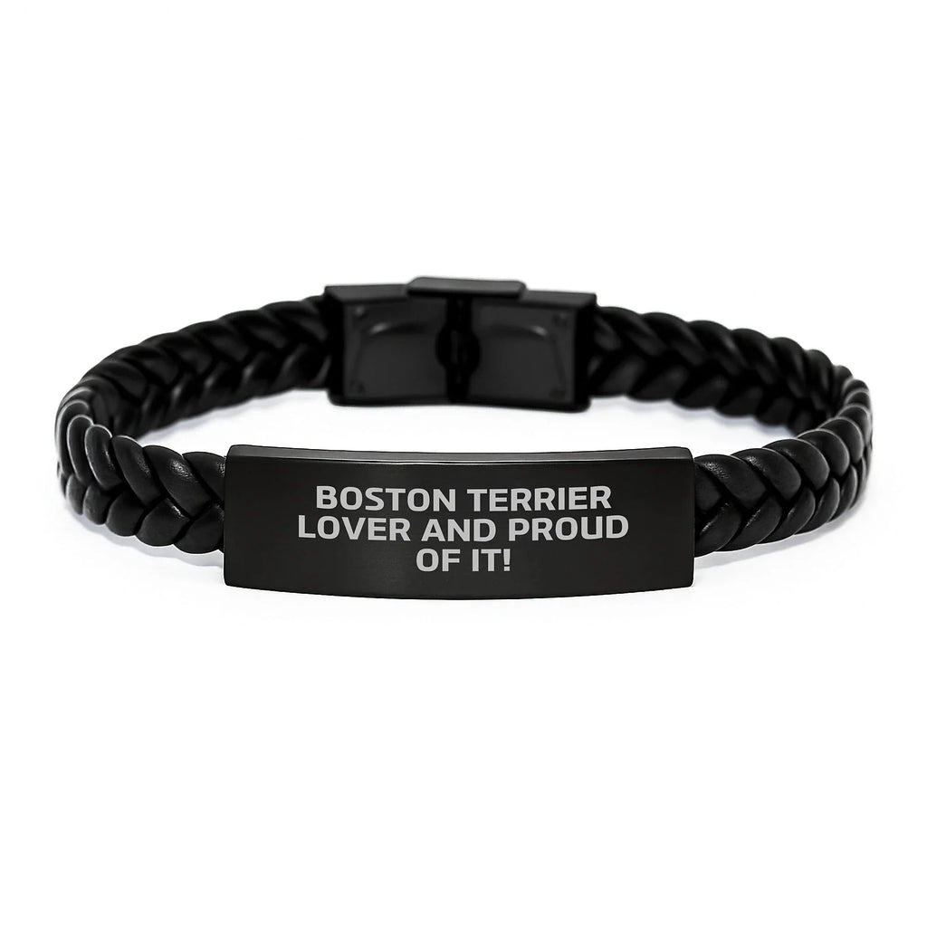 Boston Terrier Lover Interlaced Leather Bracelet Gift For Dog Lovers Valentine