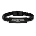 Boston Terrier Lover Interlaced Leather Bracelet Gift For Dog Lovers Valentine