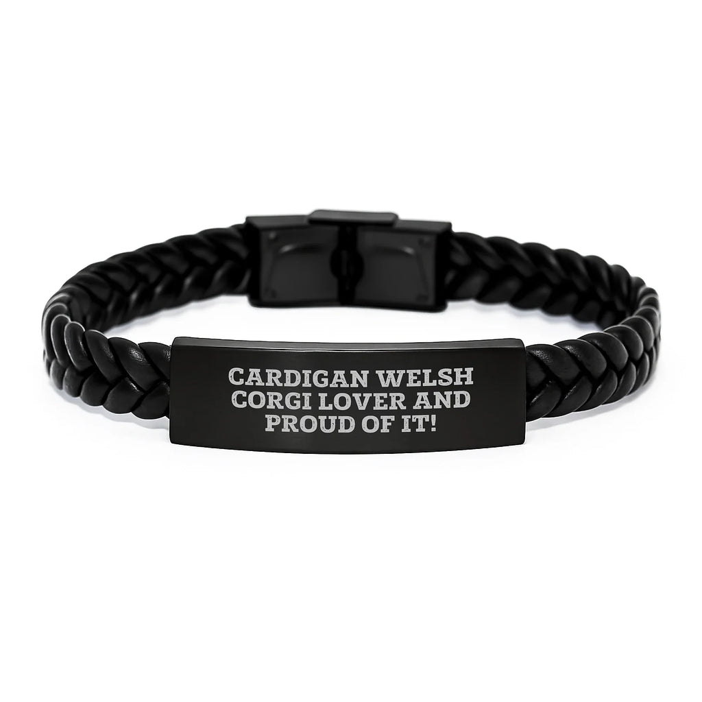 Cardigan Welsh Corgi Lover Interlaced Leather Bracelet Engraved Gift