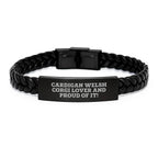 Cardigan Welsh Corgi Lover Interlaced Leather Bracelet Engraved Gift