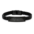 Warden Funny Quote Interlaced Leather Bracelet for Men Birthday Unique Gifts from Family, Warden Unique Birthday Unique Gifts for Men Friends - Image 1
