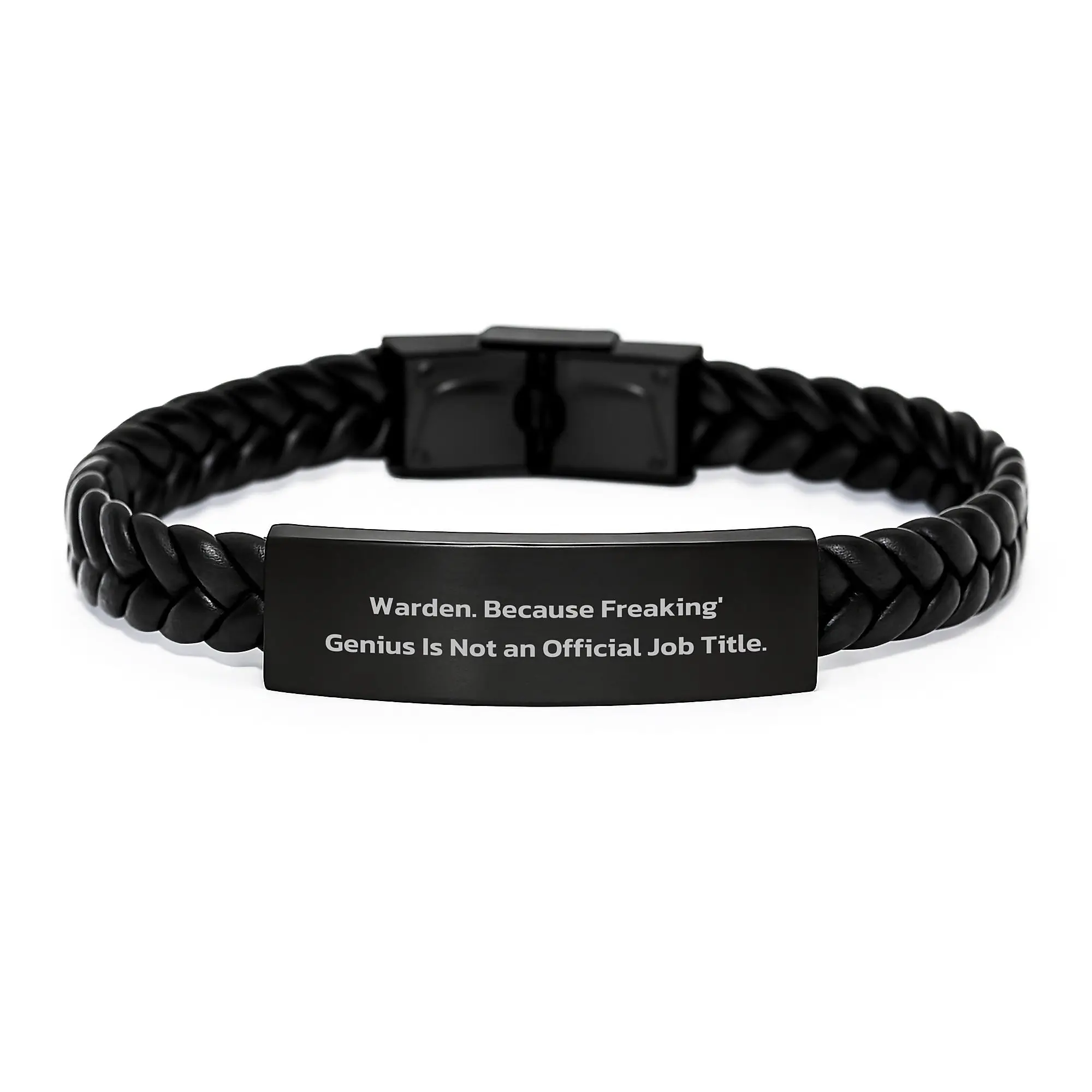 Warden Funny Quote Interlaced Leather Bracelet for Men Birthday Unique Gifts from Family, Warden Unique Birthday Unique Gifts for Men Friends - Image 1
