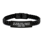 Gifts from Family to Mom, Inspirational Interlaced Leather Bracelet, Funny Quote 'My Dear Mom. Always Remember How Much I Love You.' Beautiful Birthday Unique Gifts for Mom - Image 1