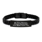 Mommy Keepsake Interlaced Leather Bracelet for Him Birthday Gift - Image 1