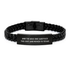 Texas Gifts For Men Valentine Gift Interlaced Leather Bracelet With Funny Quote