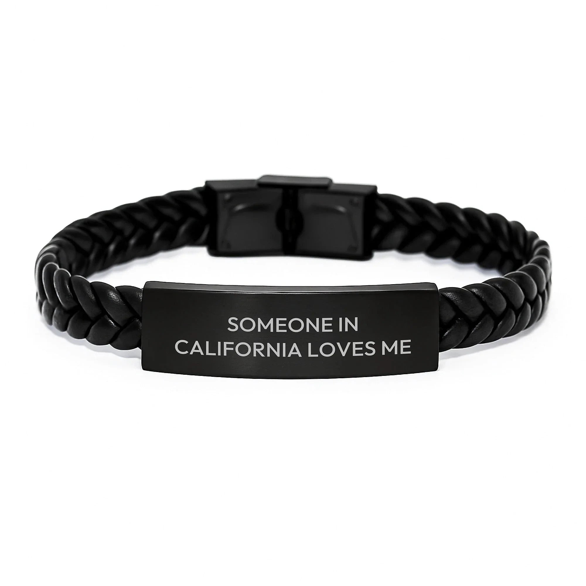 California Interlaced Leather Bracelet - 'Someone In California Loves Me' Quote, Gift for California Women, Valentine's Unique Gifts from Friends, Romantic Love Quote Jewelry