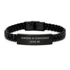 Connecticut Leather Bracelet Interlaced Gift Someone In Connecticut Loves Me
