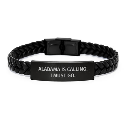 Alabama Calling Interlaced Leather Bracelet, Funny Quote Gifts for Men from Friends Birthday Unique Gifts - Image 1