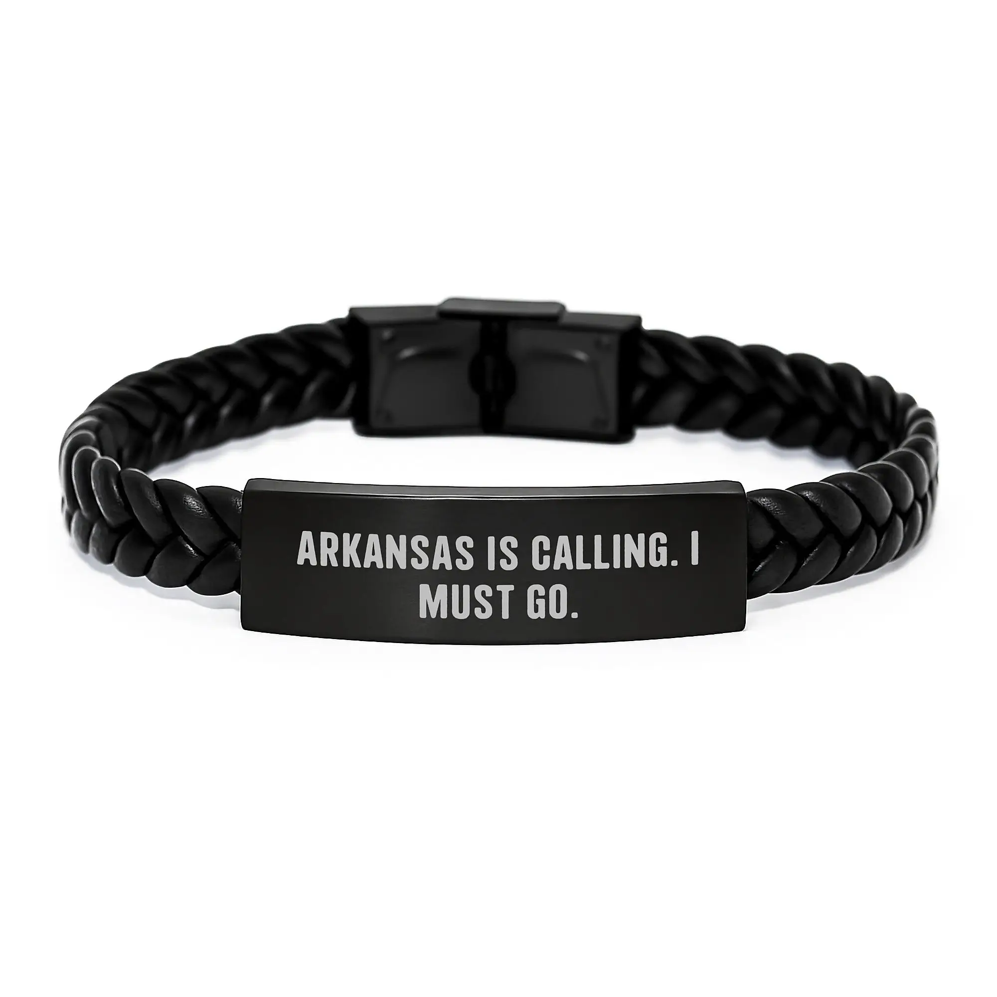 Arkansas Interlaced Leather Bracelet Gifts for Men Women Friends Birthday Unique Sentimental Quote 'Arkansas Is Calling. I Must Go.' - Image 1