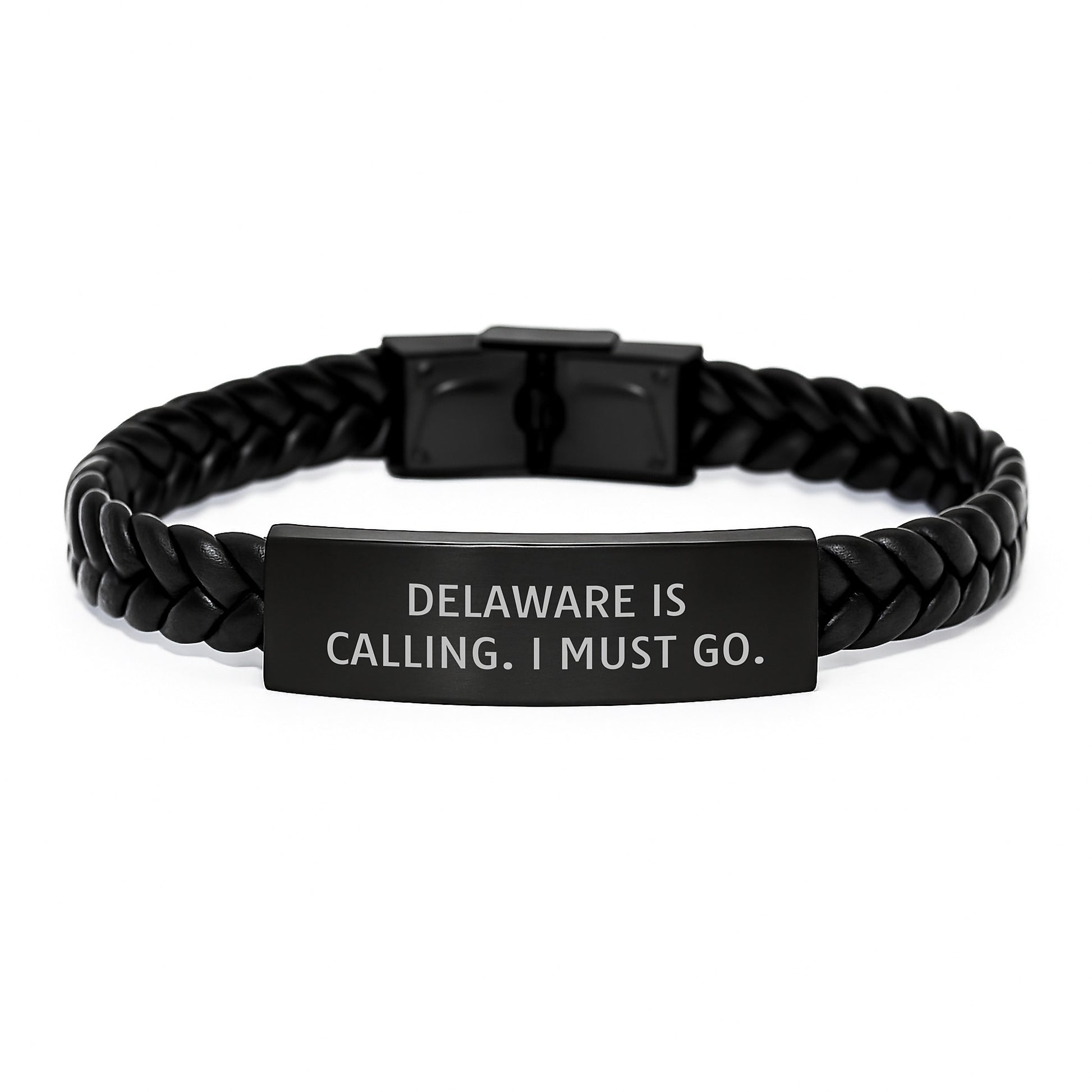 Delaware Calling Interlaced Leather Bracelet Gifts for Men Birthday Unique Presents from Friends Family - Image 1