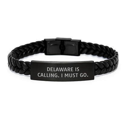 Delaware Calling Interlaced Leather Bracelet Gifts for Men Birthday Unique Presents from Friends Family - Image 1