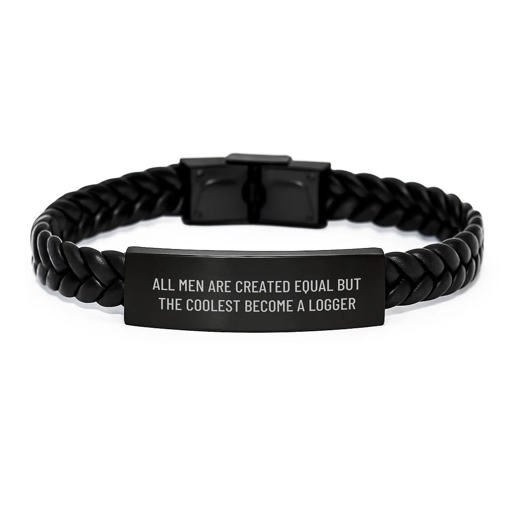 Birthday Gift Logger Keepsake Interlaced Leather Bracelet for Her - Image 1