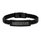 Gifts from Family to Sister-in-law - Funny Interlaced Leather Bracelet with 'My Dear Sister-in-law. Always Remember How Much I Love You.' Quote for Mother's Day Unique Gifts - Image 1