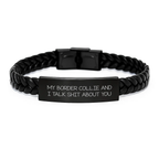 Funny Border Collie Dog Lover's Interlaced Leather Bracelet Gifts from Friends Birthday Unique - Image 1