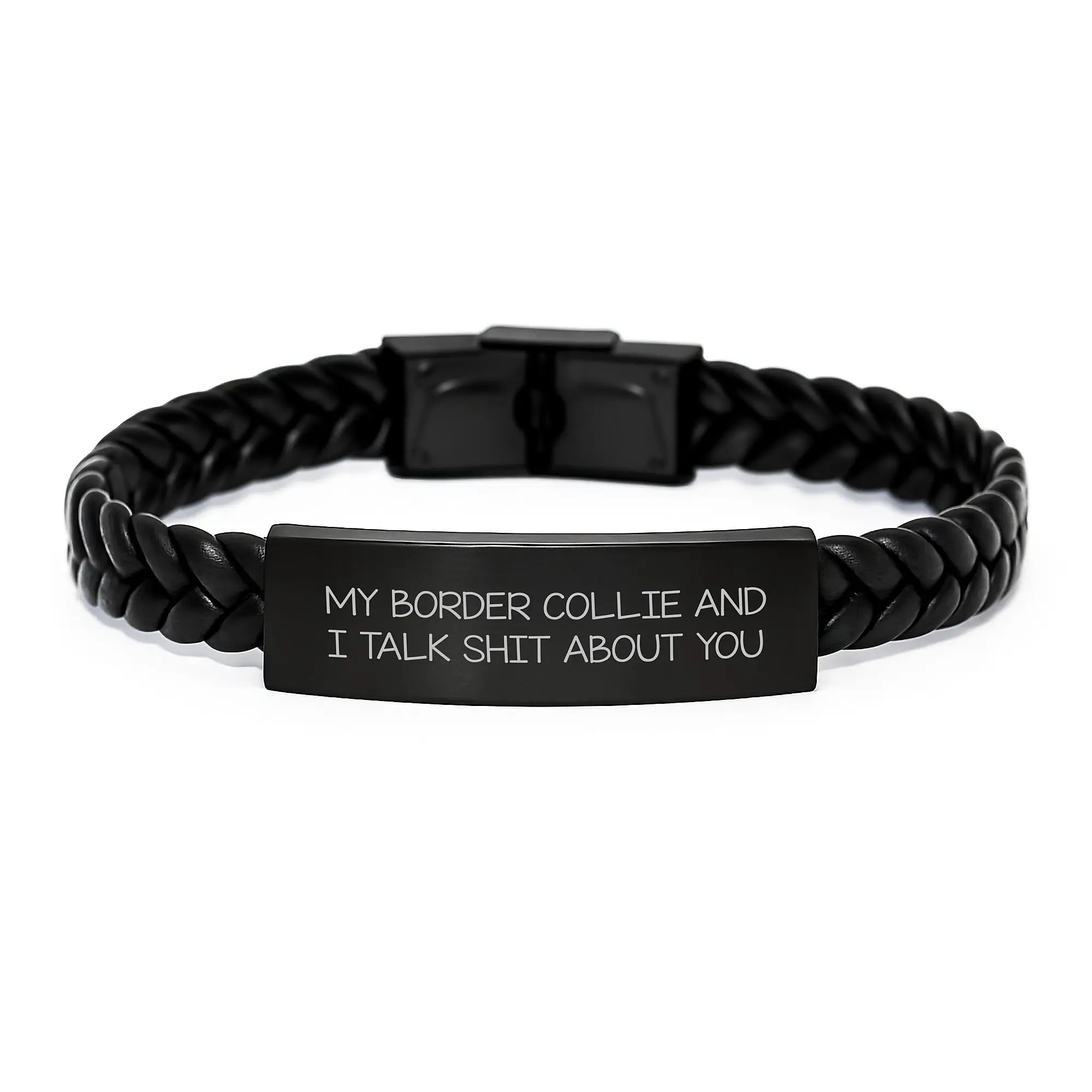 Funny Border Collie Dog Lover's Interlaced Leather Bracelet Gifts from Friends Birthday Unique - Image 1