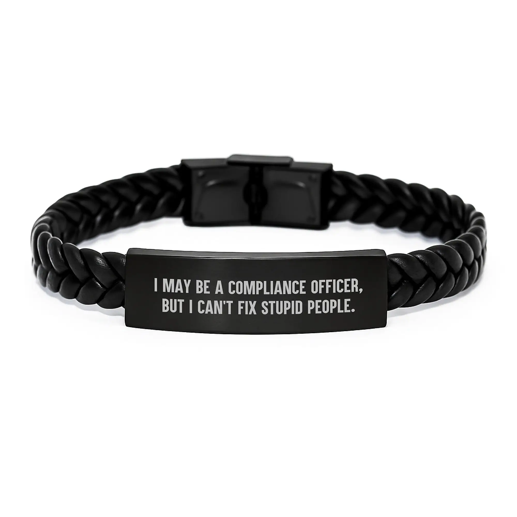 Compliance Officer Interlaced Leather Bracelet Coworkers Birthday Gift - Image 1