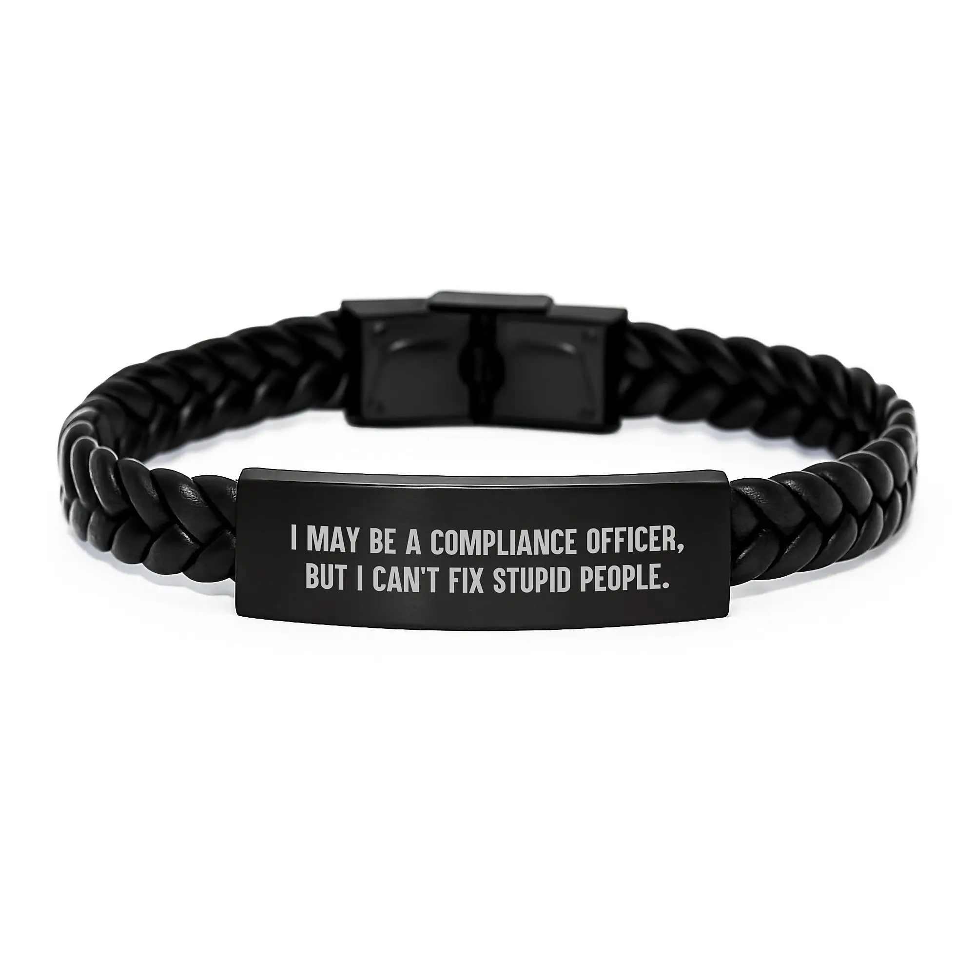 Compliance Officer Interlaced Leather Bracelet Coworkers Birthday Gift - Image 1