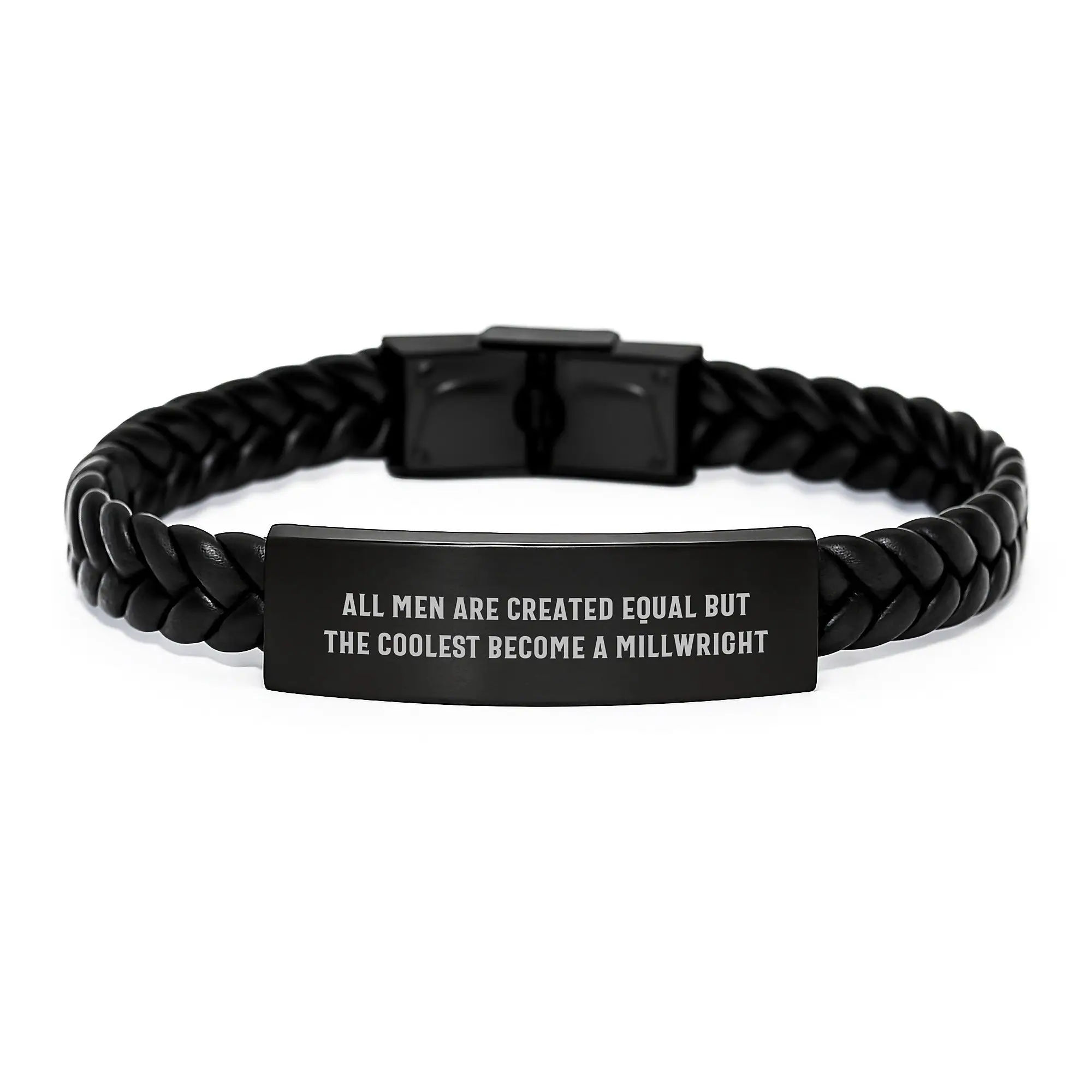 Funny Millwright Inspired Interlaced Leather Bracelet Gifts from Friends and Family to Millwright Graduation Unique - Image 1