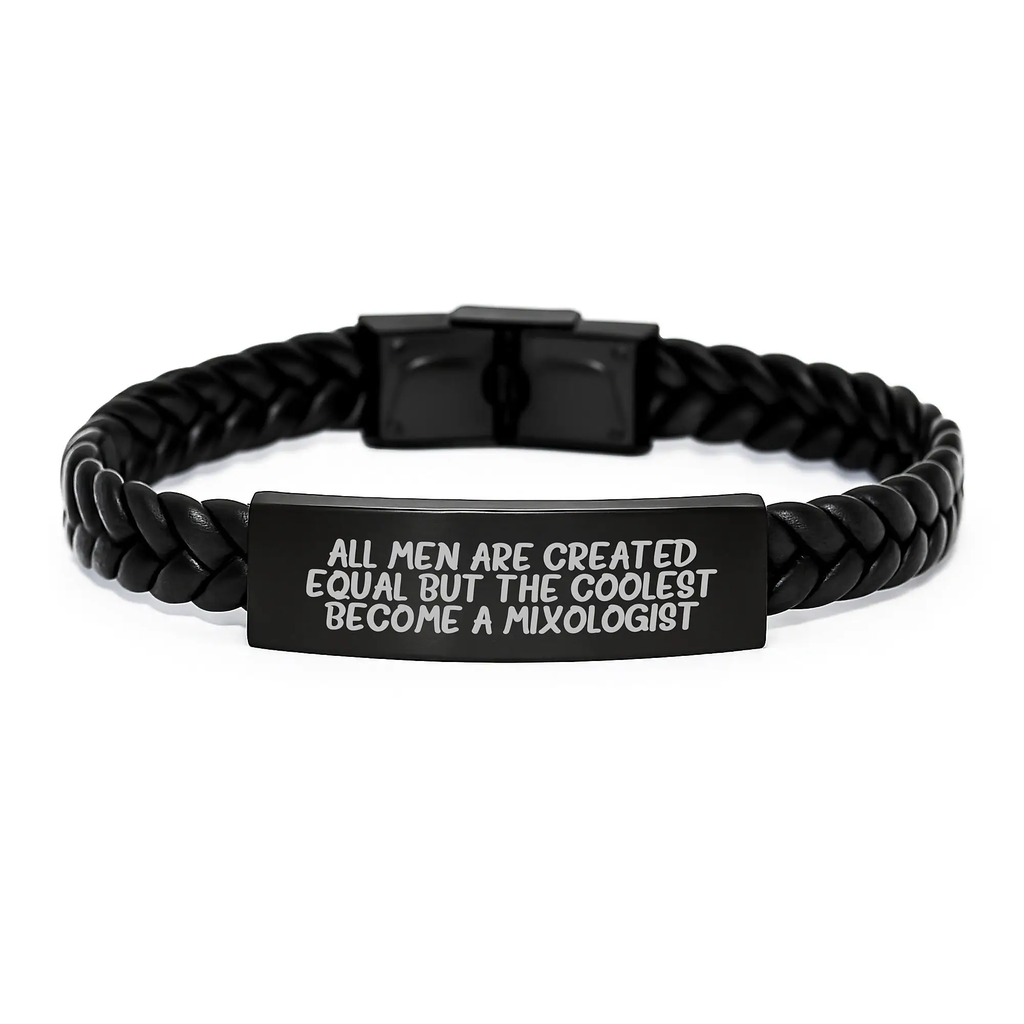 Birthday Gift for Her Mixologist Interlaced Leather Bracelet Present - Image 1