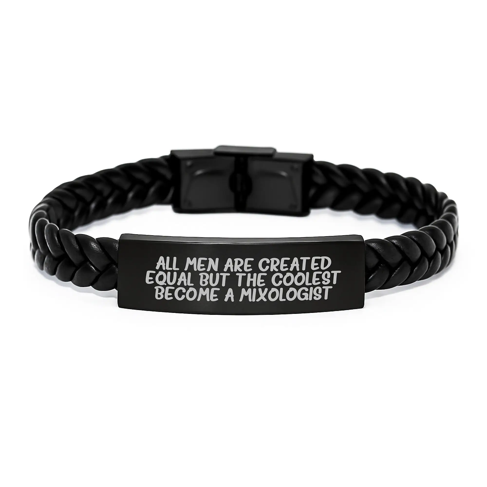 Birthday Gift for Her Mixologist Interlaced Leather Bracelet Present - Image 1