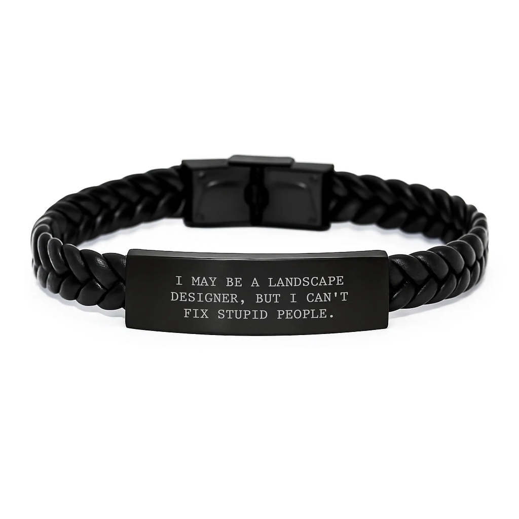 Birthday Gift for Her Landscape Designer Interlaced Leather Bracelet - Image 1