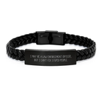 Law Enforcement Officer Interlaced Leather Bracelet Birthday Gift - Image 1