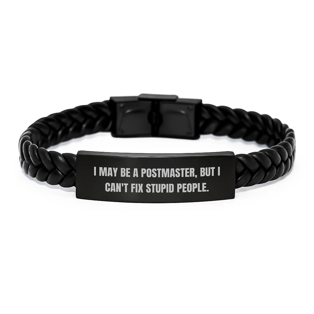 Funny Postmaster Gifts from Men, Interlaced Leather Bracelet with Sassy Quote, Perfect Mother's Day Unique Gifts for Her - Image 1