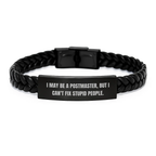 Funny Postmaster Gifts from Men, Interlaced Leather Bracelet with Sassy Quote, Perfect Mother's Day Unique Gifts for Her - Image 1