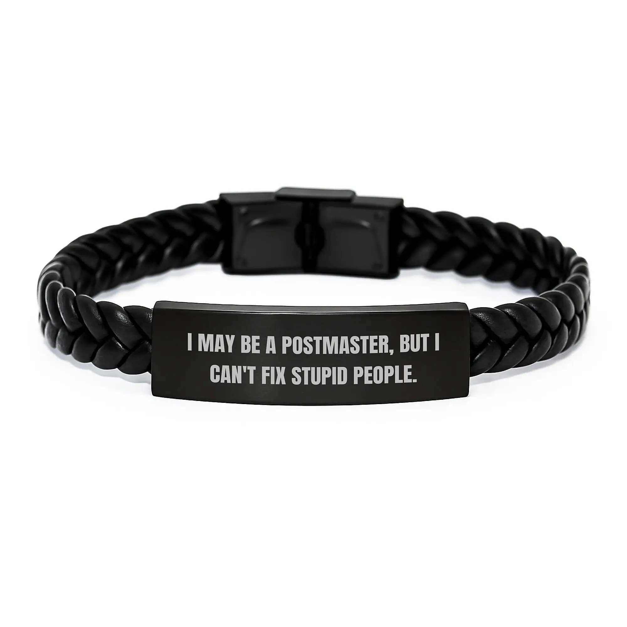 Funny Postmaster Gifts from Men, Interlaced Leather Bracelet with Sassy Quote, Perfect Mother's Day Unique Gifts for Her - Image 1