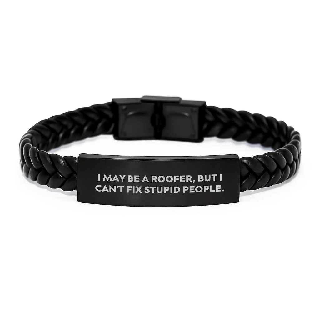 Funny Roofer Gifts from Friends - Interlaced Leather Bracelet for Men, Gift Ideas for Birthday Unique Presents - Image 1
