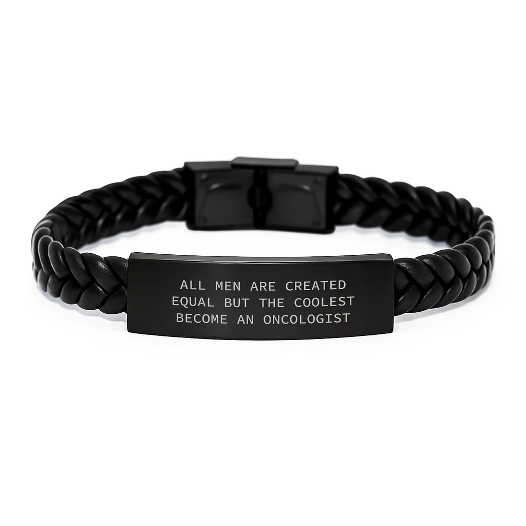 Oncologist Keepsake Interlaced Leather Bracelet for Him Birthday Gift - Image 1
