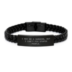 Surgeon Gifts from Friends to Men - Funny Quote Interlaced Leather Bracelet - Valentine's Unique Gifts for Surgeons - Image 1
